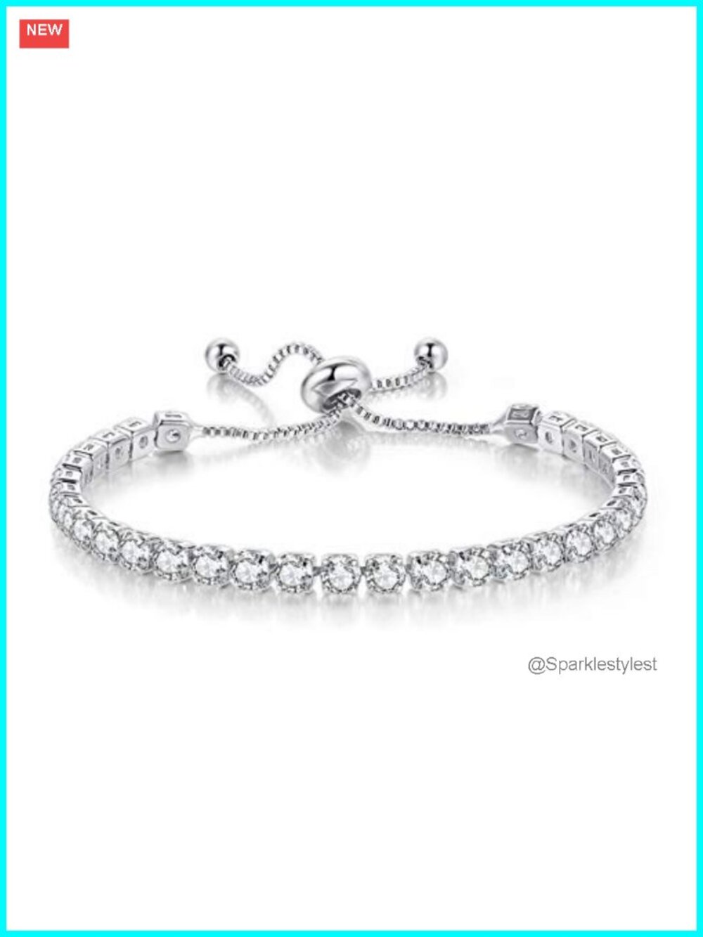 Silver Tennis Bracelet Women Crystal Adjustable Tennis Bracelet